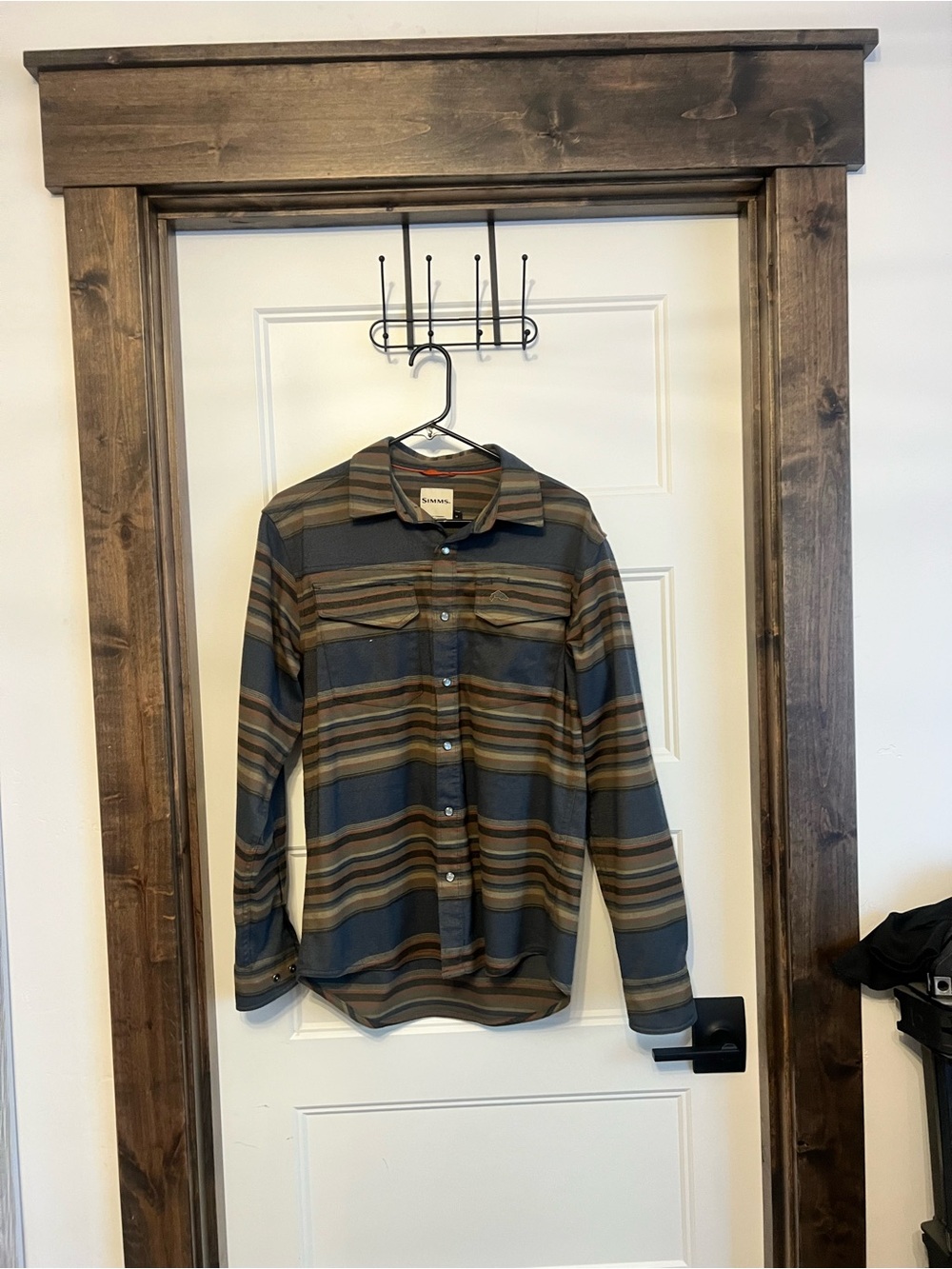 Simms Blue and Brown Striped Casual Button-Down Shirt